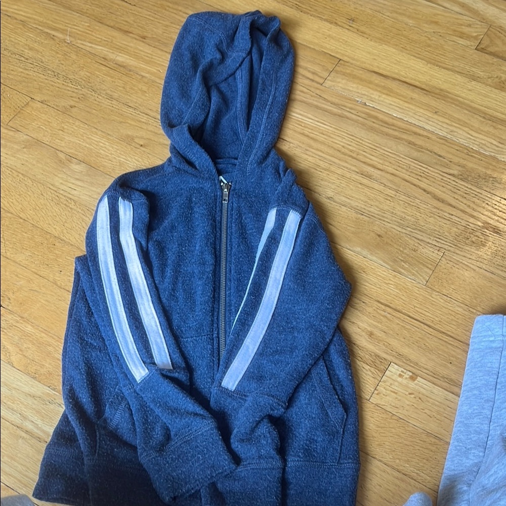 Chaser Kids Blue Zip Up Hoodie with White Stripes Size Girls 8